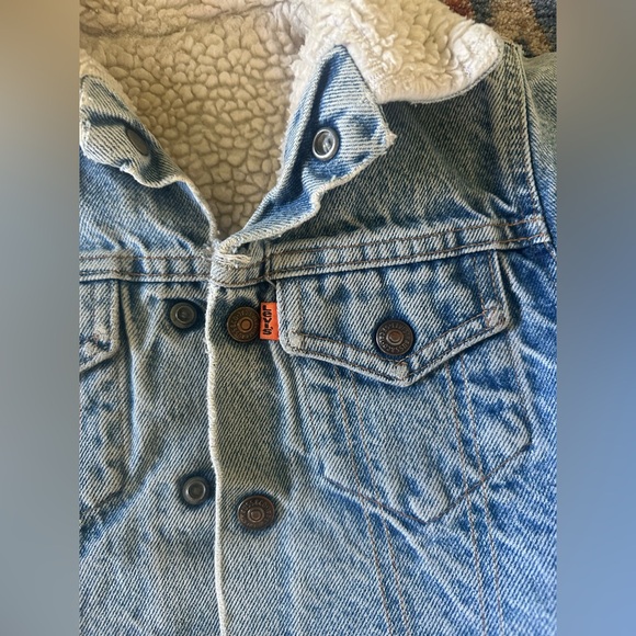 Vintage orange tab Little Levi’s Sherpa lined denim jacket 2T - Picture 4 of 14